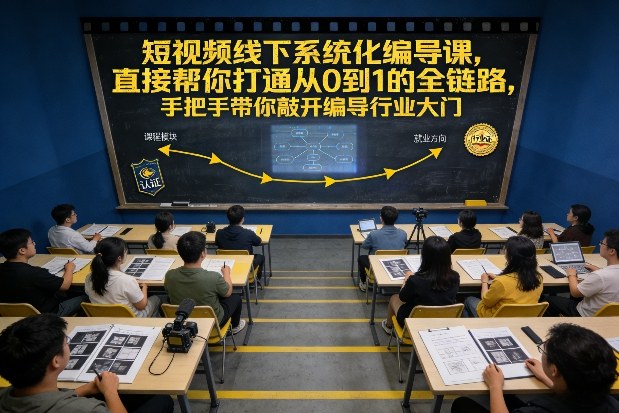 短视频线下系统化编导课，直接帮你打通从0到1的全链路，手把手带你敲开编导行业大门-淘秘副业