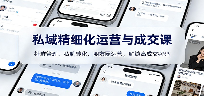 私域精细化运营与成交课：社群管理、私聊转化、朋友圈运营，解锁高成交密码-淘秘副业