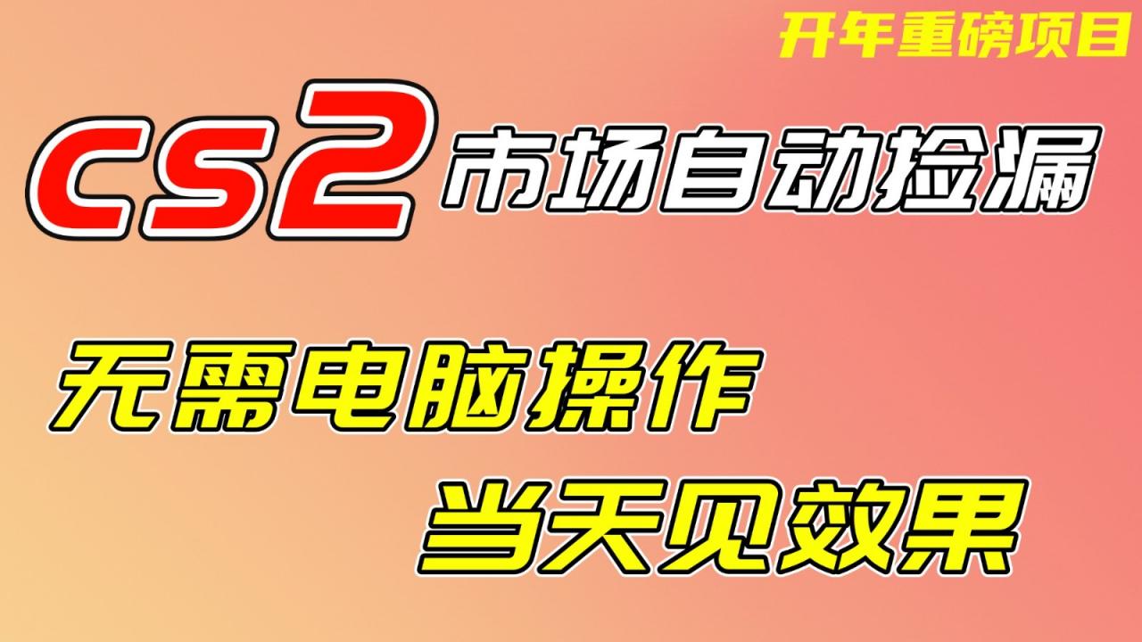 CS2市场挂机项，无需电脑操作，无需进入游戏，当天见效果，支持任何形式验证-淘秘副业