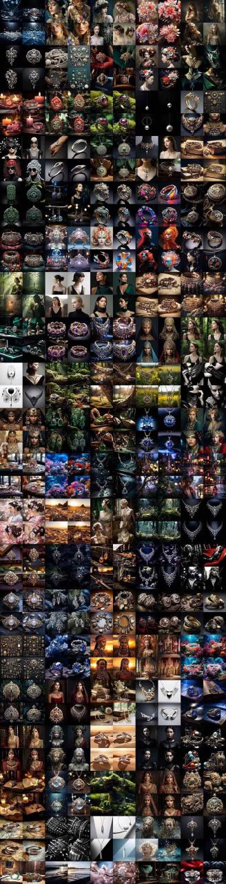 （17272期）460+专业Midjourney珠宝摄影AI提示词+成效果图，戒指/项链/耳环/手链/宝石/及奢侈配饰等全品类