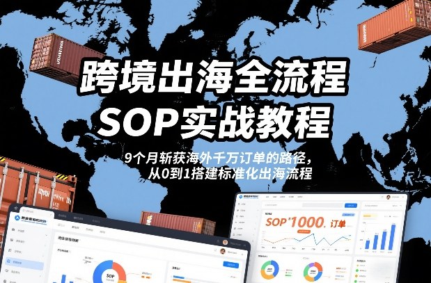 跨境出海全流程全盘托出SOP实战教程，9个月斩获海外千万订单的路径，从0到1搭建标准化出海流程-淘秘副业
