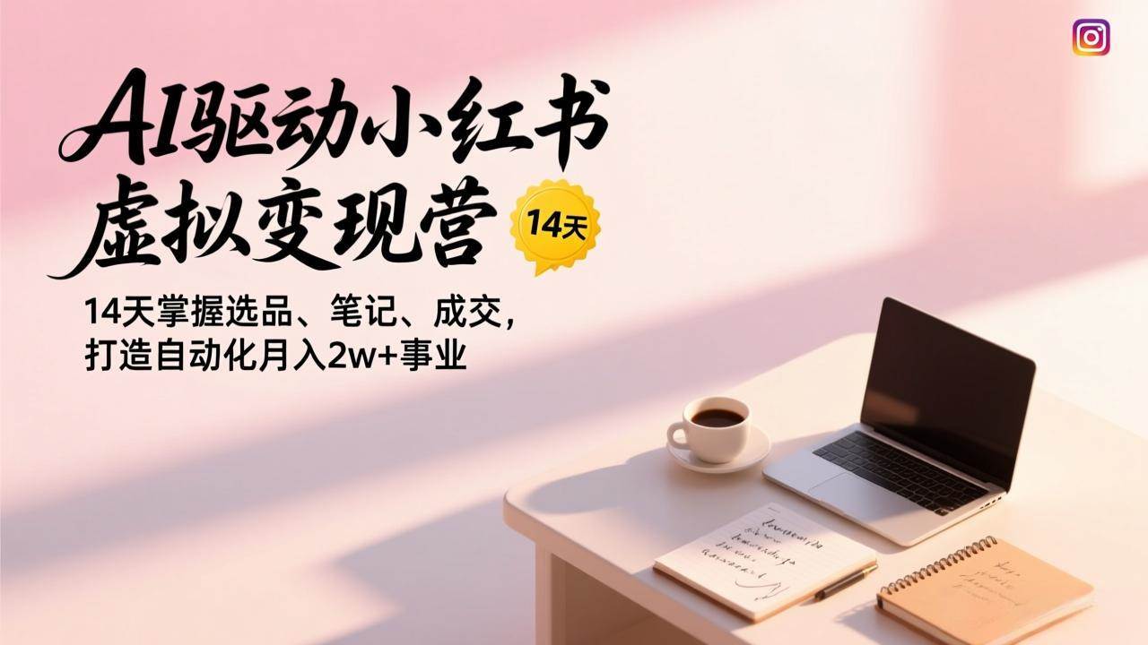 （17204期）AI驱动小红书虚拟变现营，14天掌握选品、笔记、成交，打造自动化月入2w+事业-淘秘副业