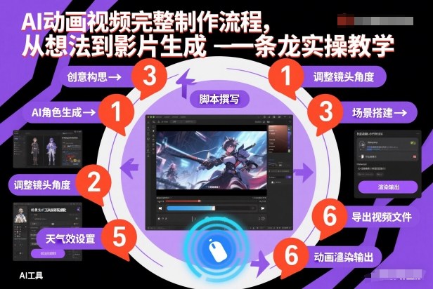 AI动画视频完整制作流程，从想法到影片生成一条龙实操教学-淘秘副业