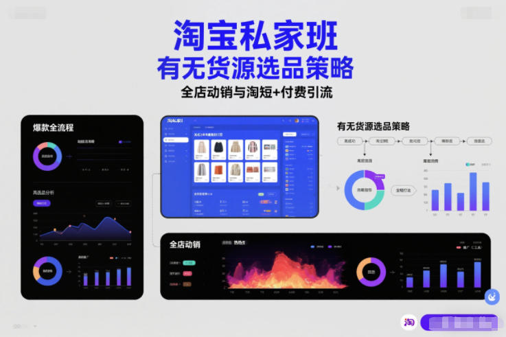 淘宝私家班，有无货源选品策略，高成功率爆款全流程打法，全店动销与淘短+付费引流（更新2026）-淘秘副业