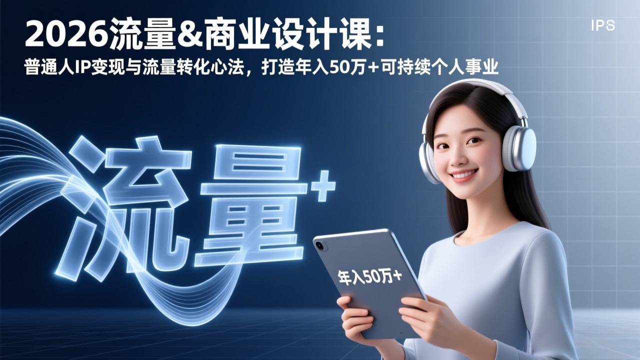 （17246期）2026流量&商业设计课：普通人IP变现与流量转化心法，打造年入50万+可持续个人事业-淘秘副业
