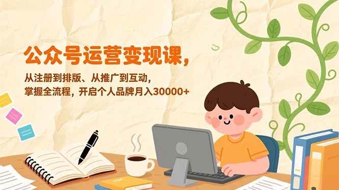 （17067期）公众号运营变现课，从注册到排版、从推广到互动，掌握全流程，开启个人品牌月入30000+-淘秘副业