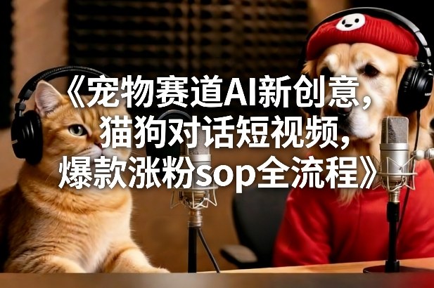 宠物赛道AI新创意，猫狗对话短视频，爆款涨粉sop全流程-淘秘副业