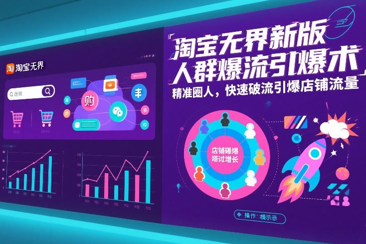 淘宝无界新版人群爆流引爆术，精准圈人，快速破流引爆店铺流量-淘秘副业