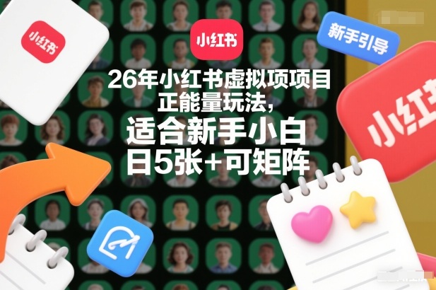 26年小红书虚拟项目正能量玩法，适合新手小白，日5张+可矩阵，附详细操作流程-淘秘副业