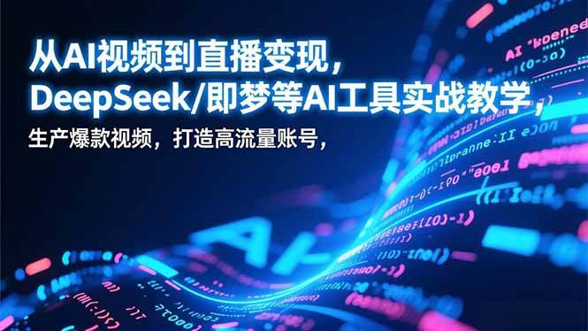 （17001期）从AI视频到直播变现，DeepSeek/即梦等AI工具实战教学，生产爆款视频，打造高流量账号-淘秘副业