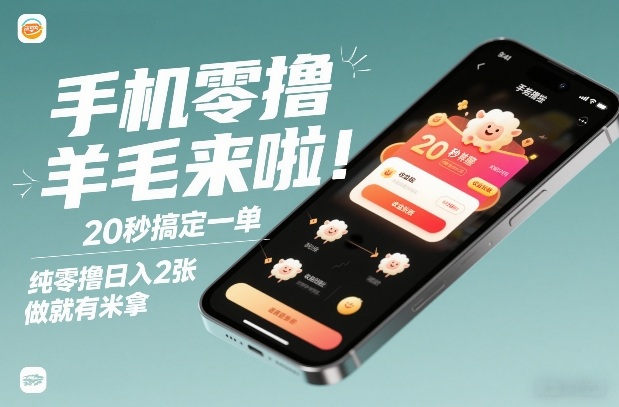 手机零撸薅羊毛来啦！20秒搞定一单，纯零撸日入2张，做就有米拿【揭秘】-淘秘副业