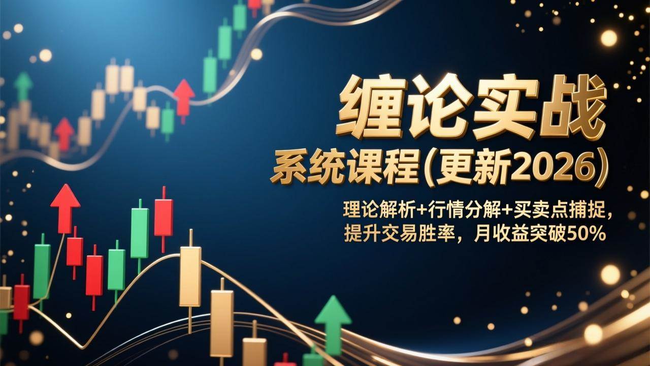 （17136期）缠论实战系统课程(更新2026)，理论解析+行情分解+买卖点捕捉，提升交易胜率，月收益突破50%-淘秘副业