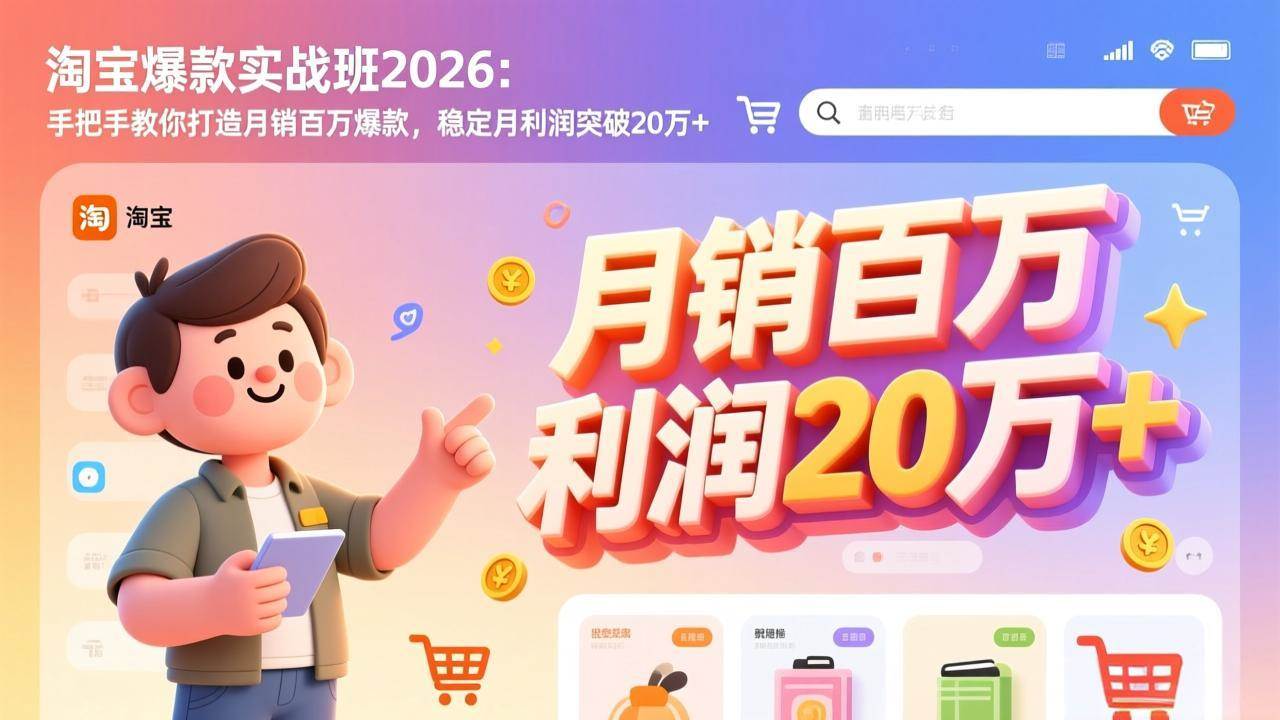 （17401期）淘宝爆款实战班-2026年2月更新：手把手教你打造月销百万爆款，稳定月利润突破20万+-淘秘副业