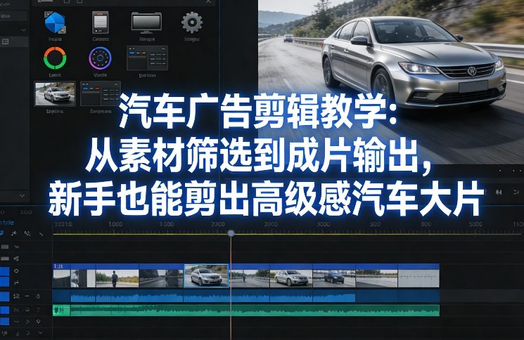 汽车广告剪辑教学：从素材筛选到成片输出，新手也能剪出高级感汽车大片-淘秘副业