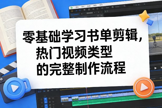 零基础学习书单剪辑，热门视频类型的完整制作流程（更新2026）-淘秘副业