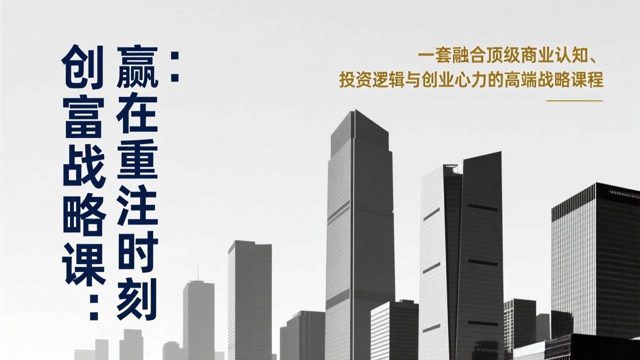 （17337期）《创富战略课：赢在重注时刻》一套融合顶级商业认知、投资逻辑与创业心力的高端战略课程-淘秘副业