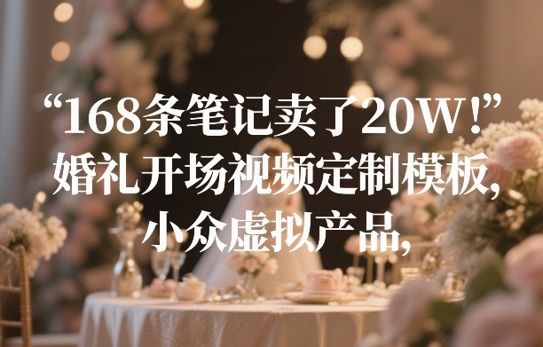 168条笔记卖了20W！婚礼开场视频定制模板，小众虚拟产品-淘秘副业
