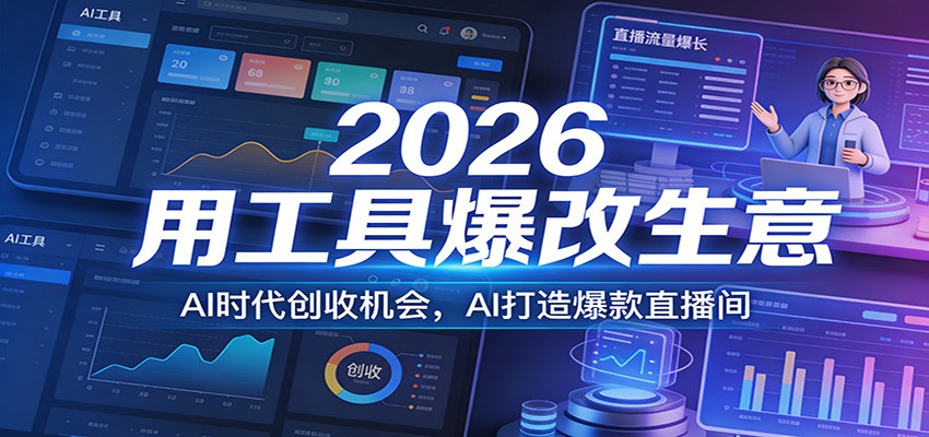 2026用工具爆改生意，AI时代创收机会，AI打造爆款直播间-淘秘副业