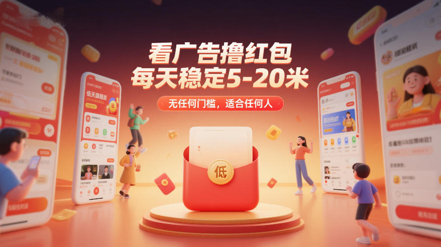 看广告撸红包，每天稳定5-20米，无任何门槛，适合任何人-淘秘副业