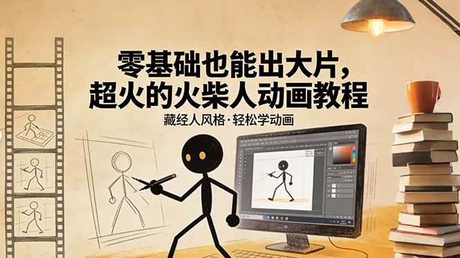 （17464期）零基础也能出大片，超火的火柴人动画教程（藏经人风格）-淘秘副业