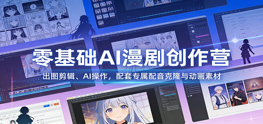 零基础AI漫剧创作营：出图剪辑、AI操作，配套专属配音克隆与动画素材-淘秘副业