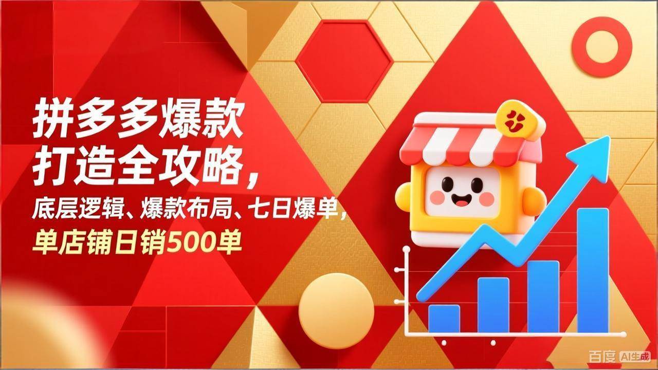 （17346期）拼多多爆款打造全攻略，底层逻辑、爆款布局、七日爆单，单店铺日销500单-淘秘副业