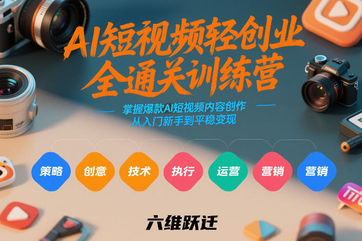 AI短视频轻创业全通关训练营，掌握爆款AI短视频内容创作，从入门新手到平稳变现的六维跃迁-淘秘副业