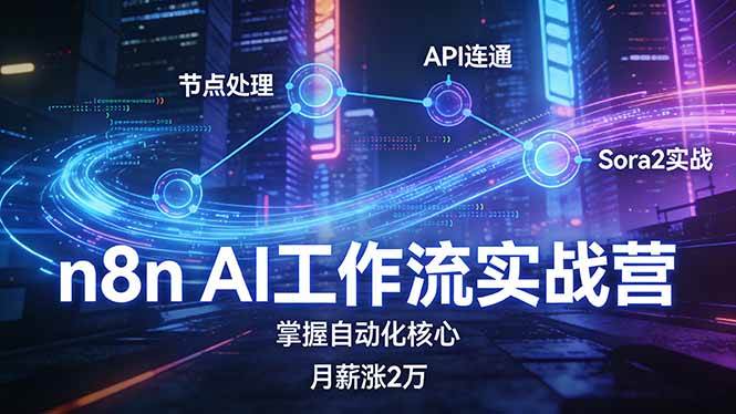 （17458期）n8n AI工作流实战营，节点处理+API连通+Sora2实战，掌握自动化核心月薪涨2万-淘秘副业