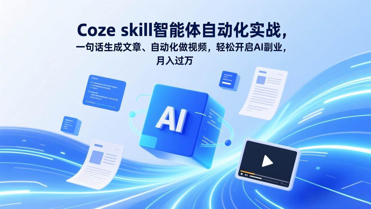 （17399期）Coze skill智能体自动化实战，一句话生成文章、自动化做视频，轻松开启AI副业，月入过万-淘秘副业