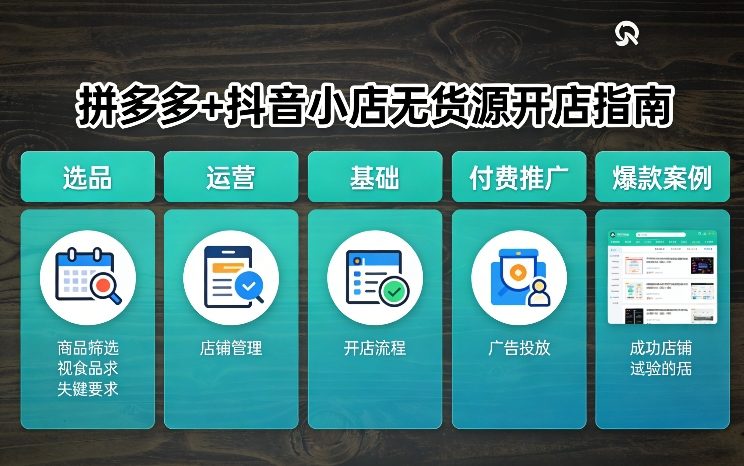 拼多多+抖音小店无货源开店，包括：选品、运营、基础、付费推广、爆款案例等(更新26年2月)-淘秘副业
