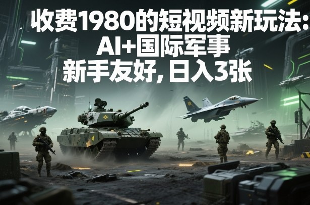 外面收费1980的短视频新玩法：AI+国际军事，新手友好，日入3张+【附详细教程】-淘秘副业