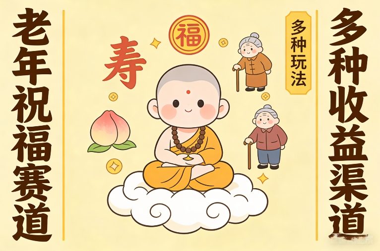 老年祝福赛道，漫画+小佛陀，多种玩法+多种收益渠道【附详细教程】-淘秘副业