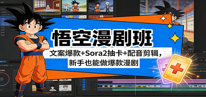 悟空漫剧班：文案爆款+Sora2抽卡+配音剪辑，新手也能做爆款漫剧-淘秘副业