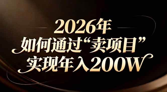 （17309期）站在2026年的十字路口：一个普通人如何通过卖项目实现年入200万-淘秘副业