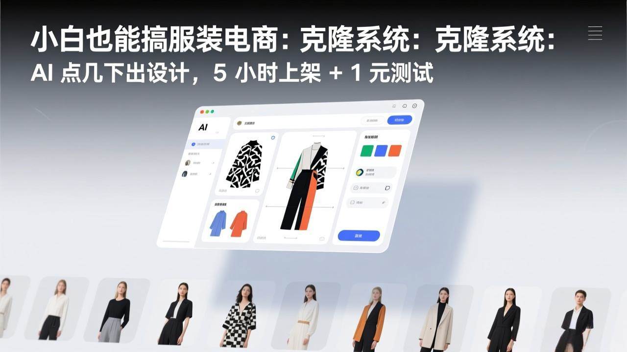 （17411期）小白也能搞服装电商：克隆系统：AI 点几下出设计，5 小时上架 + 1 元测试-淘秘副业