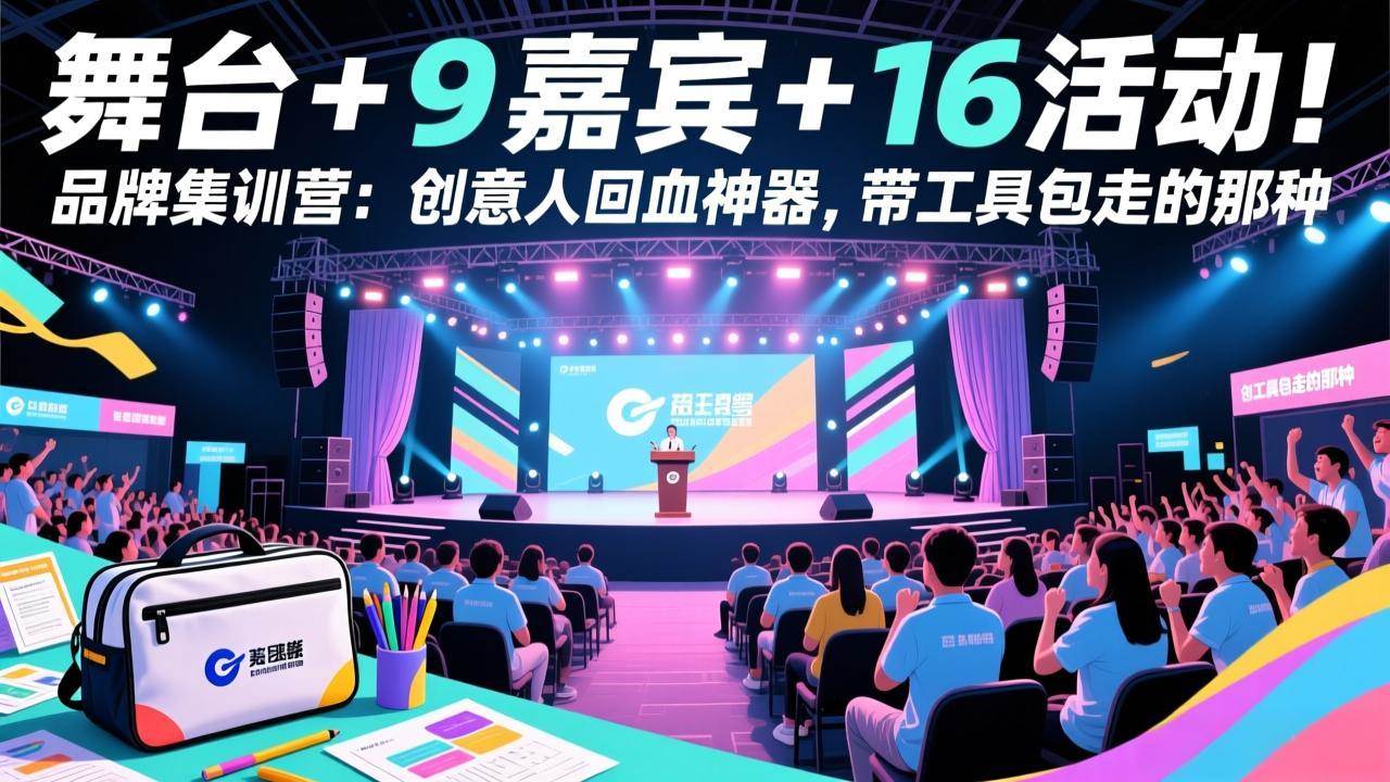 （17413期）舞台 + 9 嘉宾 + 16 活动！品牌集训营：创意人回血神器，带工具包走的那种-淘秘副业