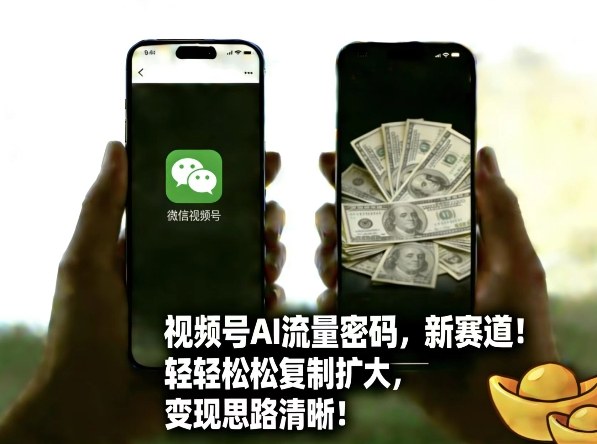 视频号AI流量密码新赛道，轻轻松松复制扩大，变现思路清晰-淘秘副业