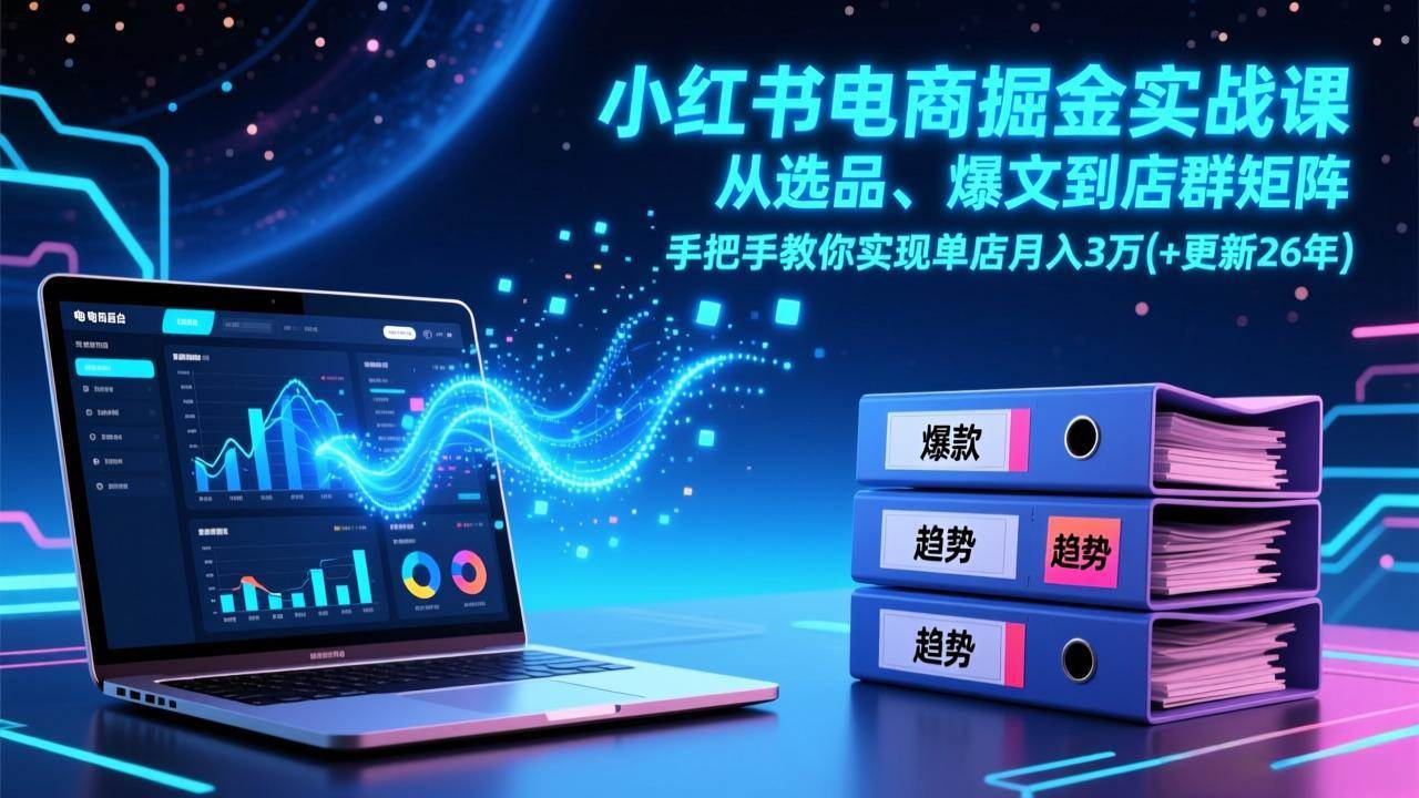 （17290期）小红书电商掘金实战课，从选品、爆文到店群矩阵，手把手教你实现单店月入3万+(更新26年)-淘秘副业