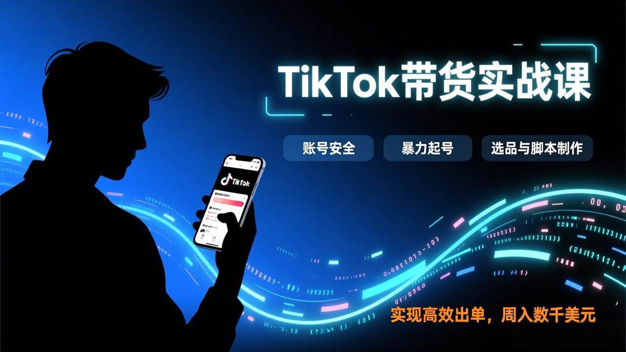 （17278期）TikTok带货实战课，涵盖账号安全、暴力起号、选品与脚本制作，实现高效出单，周入数千美元-淘秘副业