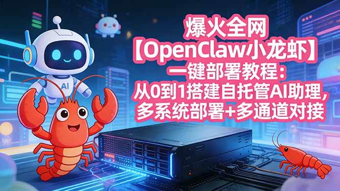 （17612期）爆火全网【OpenClaw 小龙虾】一键部署教程：从0到1搭建自托管AI助理，多系统部署+多通道对接-淘秘副业