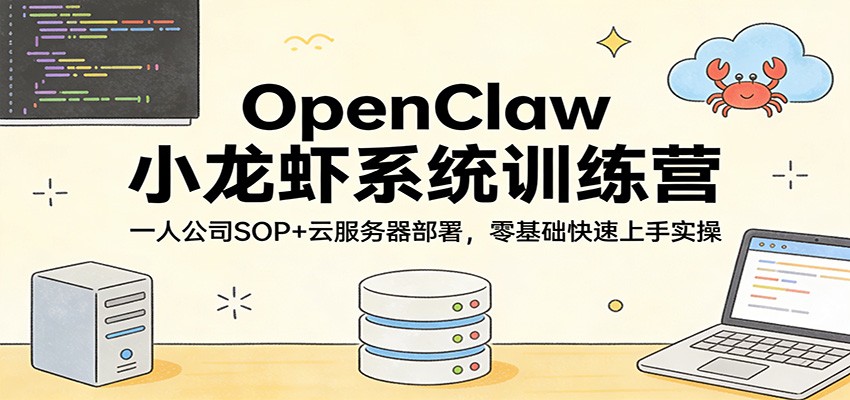 OpenClaw小龙虾系统训练营：一人公司SOP，云服务器部署，零基础快速上手实操-淘秘副业