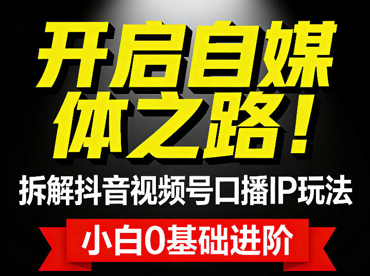 开启自媒体之路！拆解抖音视频号口播IP玩法，小白0基础进阶-淘秘副业