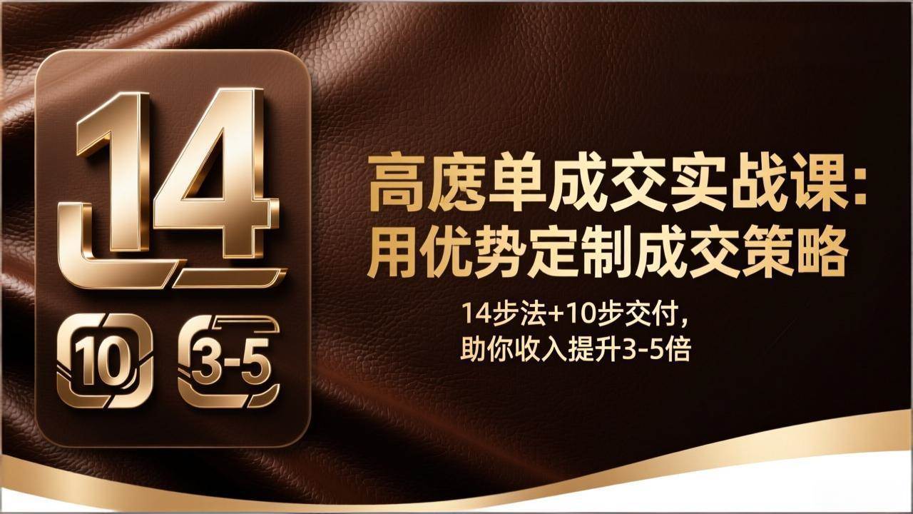 （17572期）高客单成交实战课：用优势定制成交策略，14步法+10步交付，助你收入提升3-5倍-淘秘副业