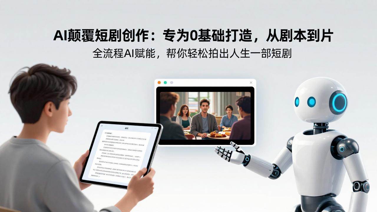 AI颠覆短剧创作：专为0基础打造，从剧本到成片全流程AI赋能，帮你轻松拍出人生第一部短剧-淘秘副业