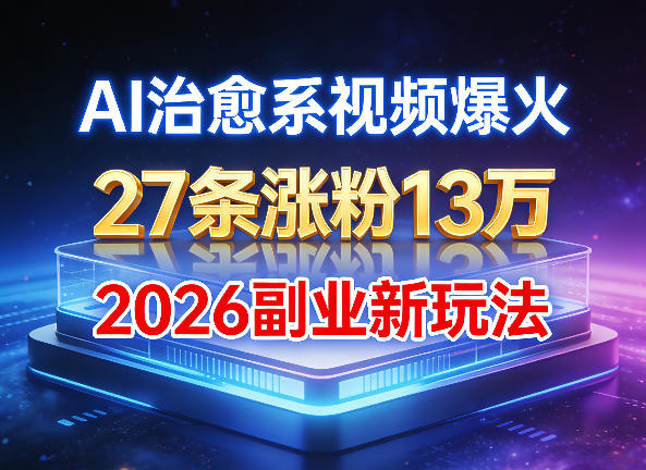 AI治愈系视频爆火，27条涨粉13W，2026新手副业新玩法-淘秘副业