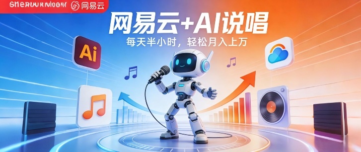 网易云+AI说唱，每天半小时，AI内容创作+流量变现，轻松月入1W-淘秘副业