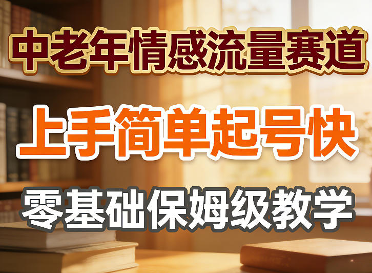 中老年情感流量赛道，上手简单起号快，零基础保姆级教学-淘秘副业