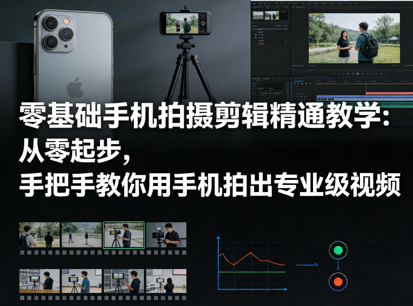 零基础手机拍摄剪辑精通教学：从零起步，手把手教你用手机拍出专业级视频-淘秘副业