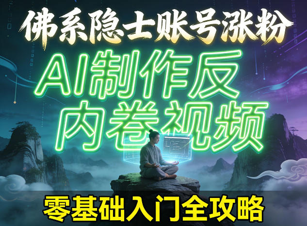 佛系隐士账号涨粉，AI制作反内卷视频，零基础入门全攻略-淘秘副业