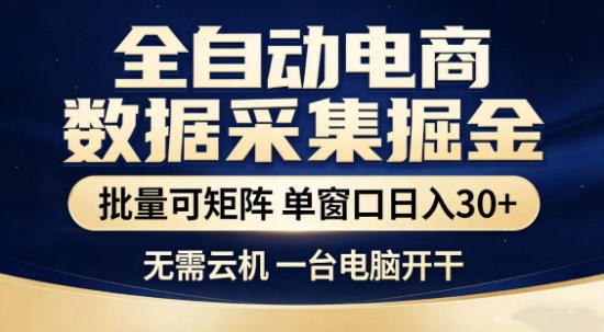 独家电商数据全自动采集项目，批量可矩阵，单窗口轻松日入3张+【揭秘】-淘秘副业
